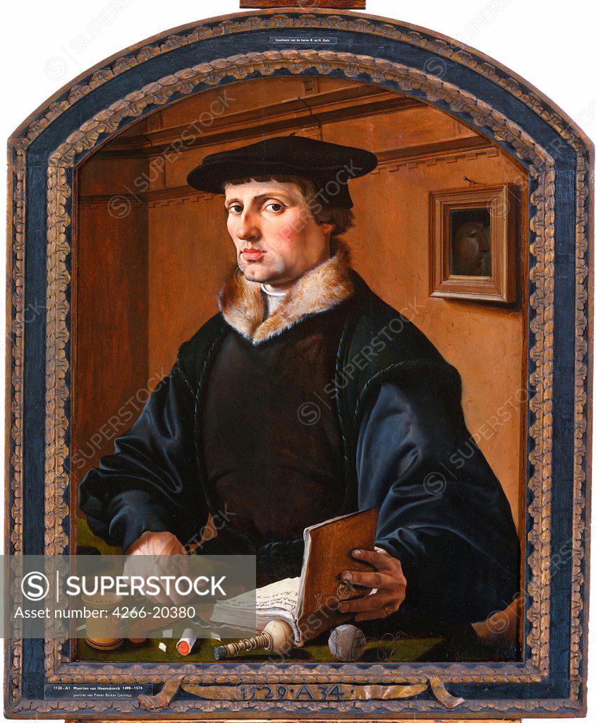Stock Photo: 4266-20380 Portrait of a man by Heemskerck, Maarten Jacobsz, van (1498-1574)/ Museum Boijmans Van Beuningen, Rotterdam/ 1529/ The Netherlands/ Oil on wood/ Early Netherlandish Art/ 86,6x66,4/ Portrait