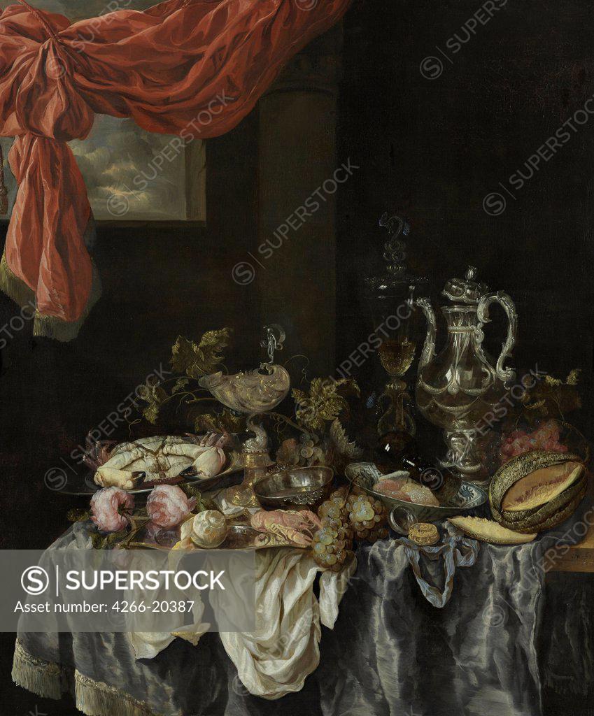 Stock Photo: 4266-20387 Sumptuous still life by Beijeren, Abraham Hendricksz, van (1620/21-1690)/ Museum Boijmans Van Beuningen, Rotterdam/ 1654/ Holland/ Oil on canvas/ Baroque/ 126x106/ Still Life