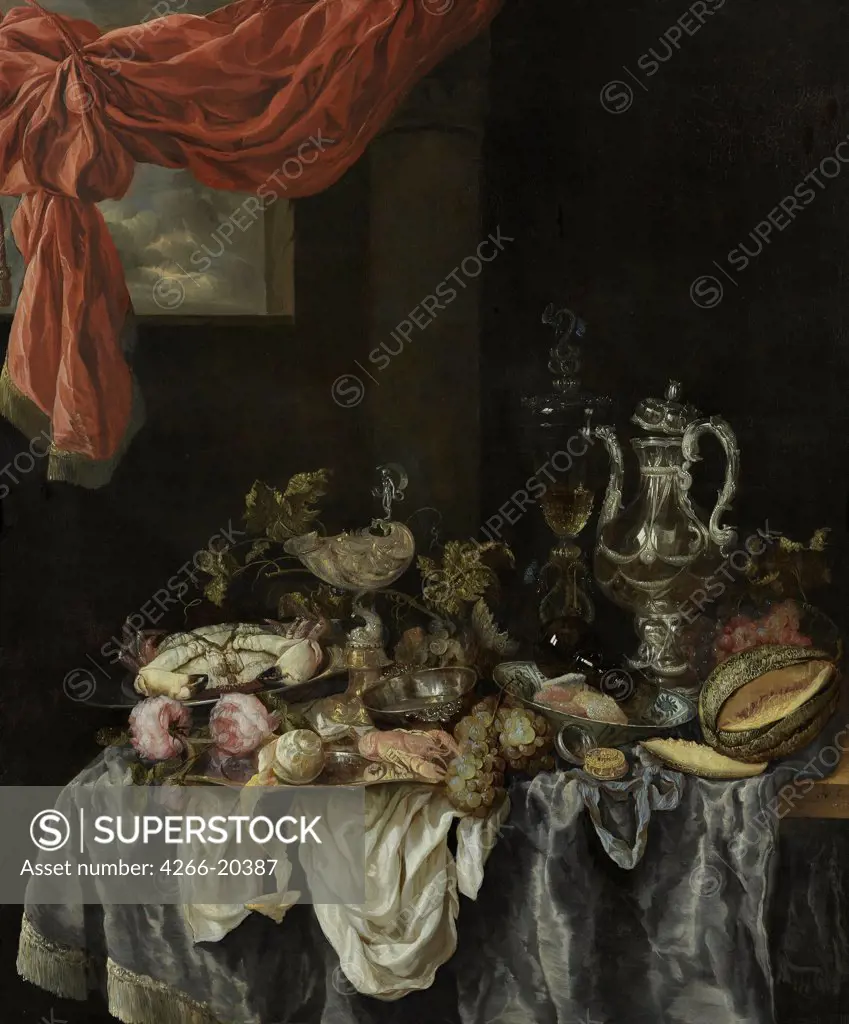 Sumptuous still life by Beijeren, Abraham Hendricksz, van (1620/21-1690)/ Museum Boijmans Van Beuningen, Rotterdam/ 1654/ Holland/ Oil on canvas/ Baroque/ 126x106/ Still Life
