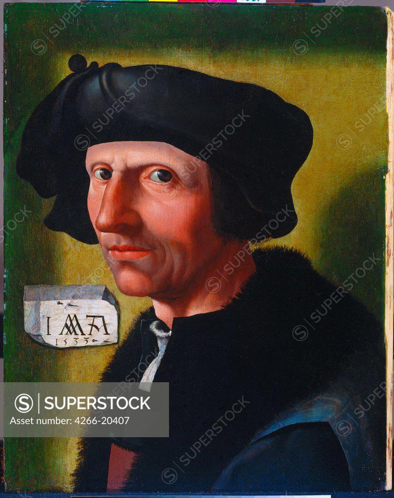 Stock Photo: 4266-20407 Self-Portrait by Cornelisz van Oostsanen, Jacob (ca. 1470-1533)/ Rijksmuseum, Amsterdam/ 1533/ The Netherlands/ Oil on wood/ Early Netherlandish Art/ 38x30/ Portrait