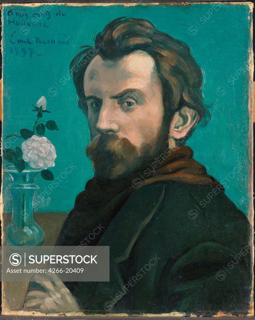 Stock Photo: 4266-20409 Self-Portrait by Bernard, Emile (1868-1941)/ Rijksmuseum, Amsterdam/ 1897/ France/ Oil on canvas/ Postimpressionism/ 52x42/ Portrait