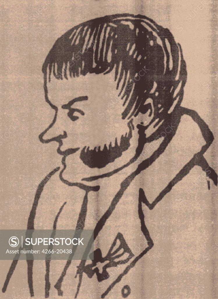 Stock Photo: 4266-20438 Alexander Petrovich Kunitsyn (1783-1840) Detail of a caricature by Illichevsky, Alexey Demyanovich (1798-1837)/ Institut of Russian Literature IRLI (Pushkin-House), St Petersburg/ 1816/ Russia/ Lithograph/ Caricature/ Portrait