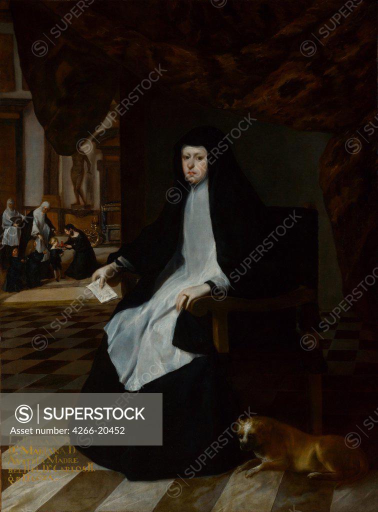 Stock Photo: 4266-20452 Queen Mariana of Spain in Mourning by Martinez del Mazo, Juan Bautista (1605-1667)/ National Gallery, London/ 1666/ Spain/ Oil on canvas/ Baroque/ 196,8x146/ Portrait