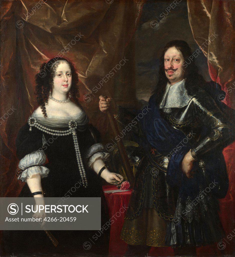 Stock Photo: 4266-20459 Double Portrait of the Grand Duke Ferdinand II of Tuscany and his Wife Vittoria della Rovere by Sustermans, Justus (Giusto) (1597-1681)/ National Gallery, London/ 1660s/ Flanders/ Oil on canvas/ Baroque/ 161x147/ Portrait