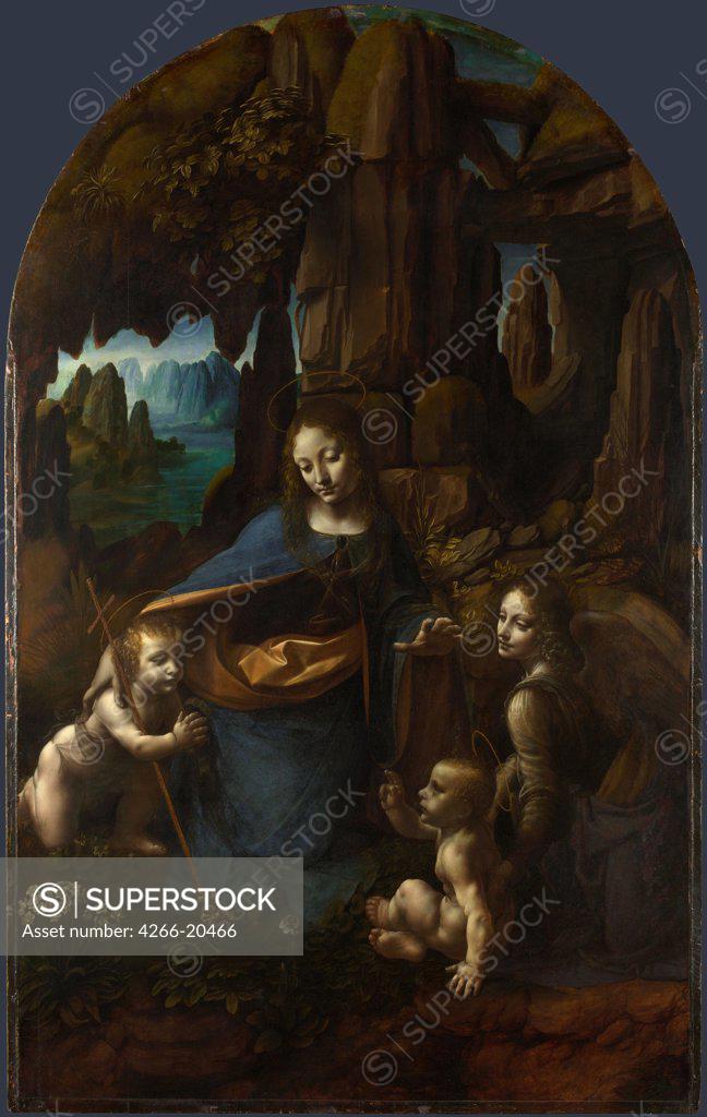 Stock Photo: 4266-20466 The Virgin of the Rocks by Leonardo da Vinci (1452-1519)/ National Gallery, London/ Between 1492 and 1508/ Italy, Florentine School/ Oil on wood/ Renaissance/ 189,5x120/ Bible
