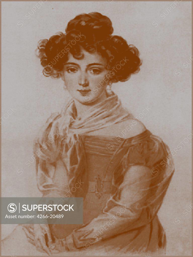 Stock Photo: 4266-20489 Varvara Arkadyevna Nelidova (1814-1897) by Anonymous  / Private Collection/ 1830s/ Lithograph/ Romanticism/ Portrait