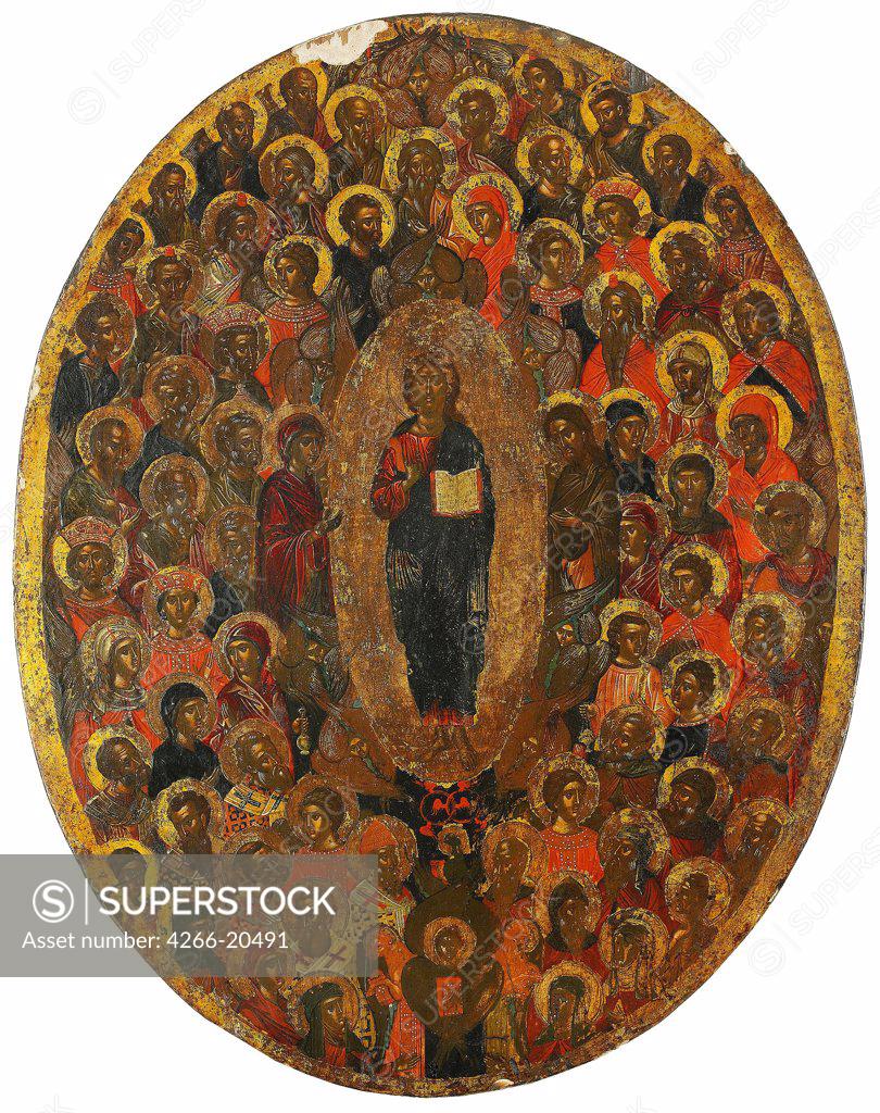 Stock Photo: 4266-20491 Deesis by Russian icon  / Private Collection/ 17th century/ Russia/ Tempera on panel/ Russian icon painting/ 40,5x32,5/ Bible