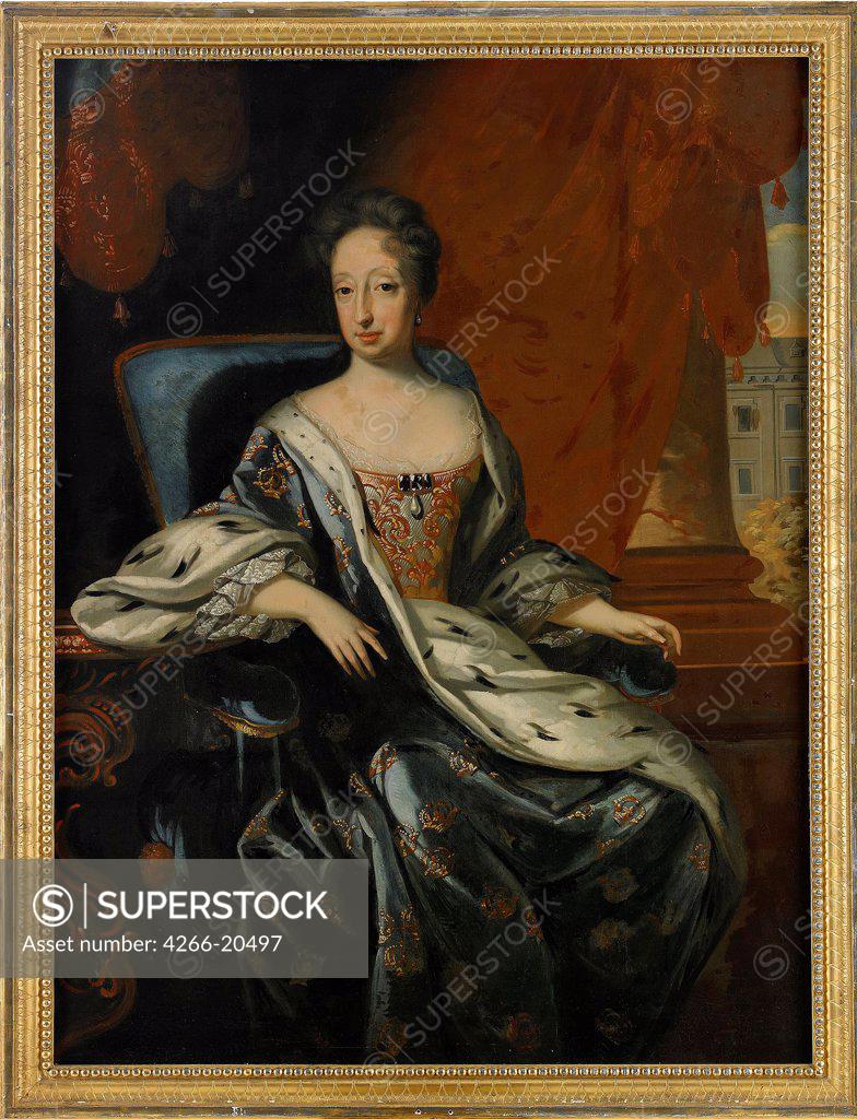 Stock Photo: 4266-20497 Portrait of Hedvig Eleonora of Holstein-Gottorp (1636-1715), Queen of Sweden by Krafft, David, von (1655-1724)/ Private Collection/ Sweden/ Oil on canvas/ Baroque/ 143x107/ Portrait