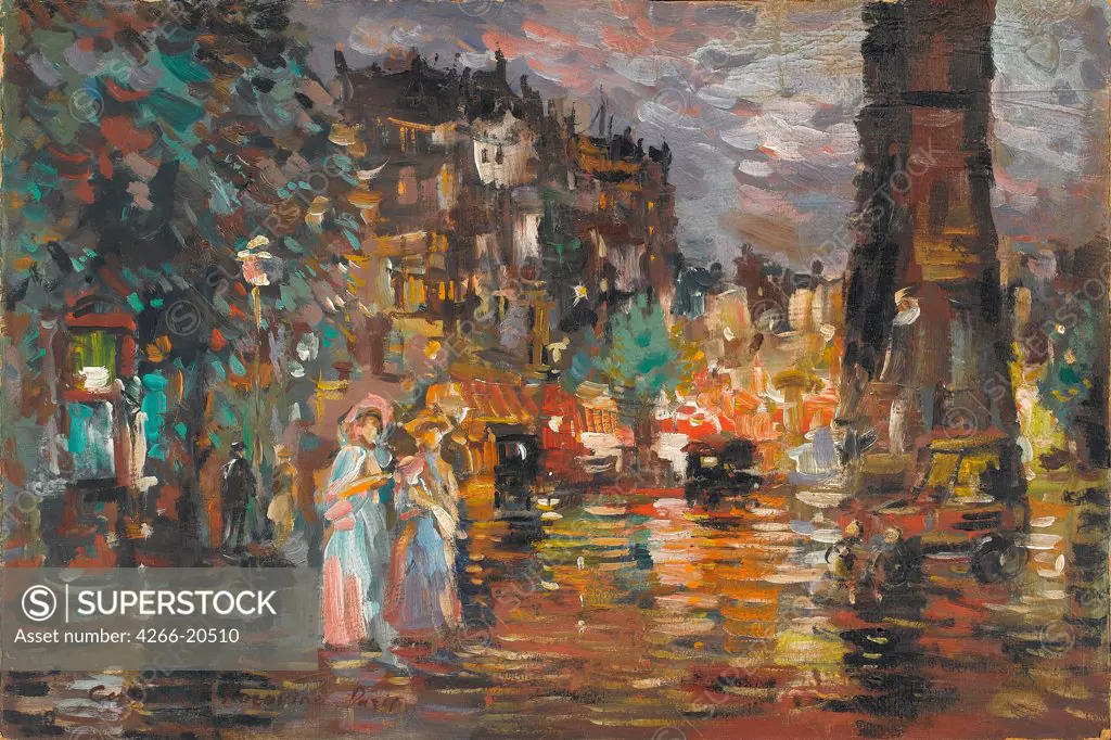 Paris by Korovin, Konstantin Alexeyevich (1861-1939)/ Private Collection/ Russia/ Oil on cardboard/ Russian Painting, End of 19th - Early 20th cen./ 38,1x54,6/ Landscape