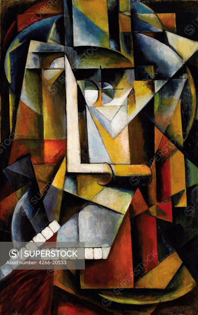 Stock Photo: 4266-20533 Abstract Cubist Composition by Klyun, Ivan Vassilyevich (1873-1942)/ Private Collection/ Russia/ Oil on canvas/ Russian avant-garde/ 96,5x61/ Abstract Art