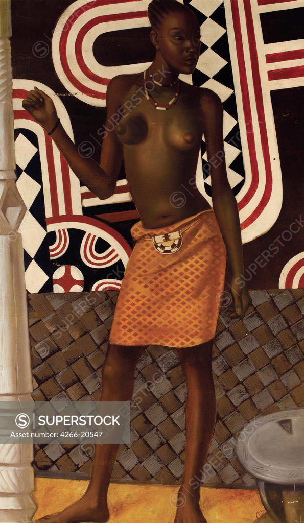 Stock Photo: 4266-20547 Africa by Yakovlev, Alexander Yevgenyevich (1887-1938)/ Private Collection/ Russia/ Oil on cardboard/ Russian Painting, End of 19th - Early 20th cen./ Portrait,Genre,Mythology, Allegory and Literature