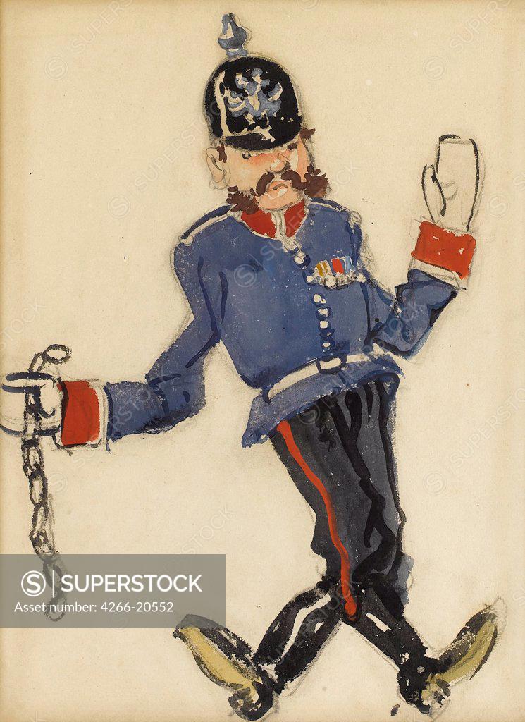 Stock Photo: 4266-20552 Costume design for the ballet Polonaise Militaire by Chopin by Benois, Alexander Nikolayevich (1870-1960)/ Private Collection/ Russia/ Watercolour, Gouache on Paper/ Theatrical scenic painting/ 31,8x22,9/ Opera, Ballet, Theatre