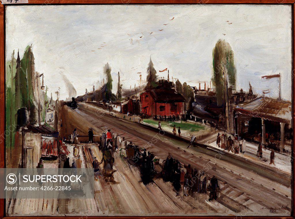 Stock Photo: 4266-22845 Train from Moscow by Labas, Alexander Arkadievich (1900-1983)/ State Museum Abramtsevo Estate, near Moscow/ 1932/ Russia/ Oil on canvas/ Soviet Art/ 55,5x75/ Landscape