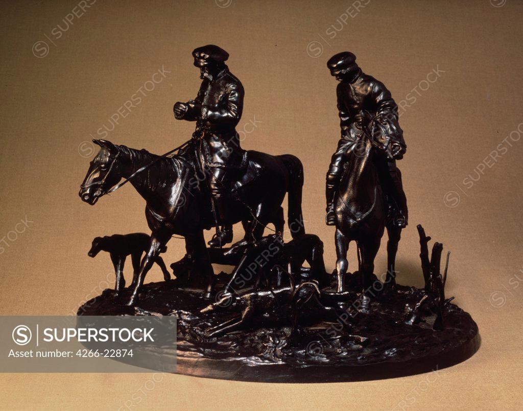 Stock Photo: 4266-22874 Hunting by Russian master  / Russian Museum of Folk arts and crafts, Moscow/ 1900s/ Russia, Kasli near Tchelyabinsk/ Casting/ Applied Arts/ Objects
