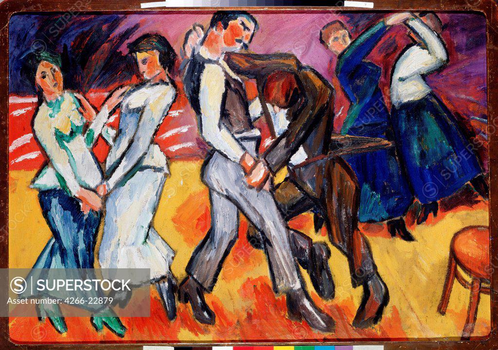 Stock Photo: 4266-22879 Dancing by Larionov, Mikhail Fyodorovich (1881-1964)/ State Tretyakov Gallery, Moscow/ 1908/ Russia/ Oil on canvas/ Newprimitivism/ 66x95/ Genre