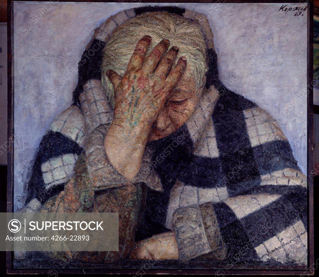 Stock Photo: 4266-22893 Mother. From the series Scorched by the Fire of War by Korzhev, Geli Mikhaylovich (*1925)/ State Tretyakov Gallery, Moscow/ 1964-1967/ Russia/ Oil on canvas/ Soviet Art/ 200x223/ Genre