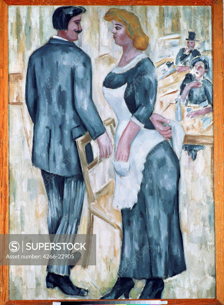 Stock Photo: 4266-22905 A waitress by Larionov, Mikhail Fyodorovich (1881-1964)/ State Tretyakov Gallery, Moscow/ 1911/ Russia/ Oil on canvas/ Newprimitivism/ 102x70,5/ Genre