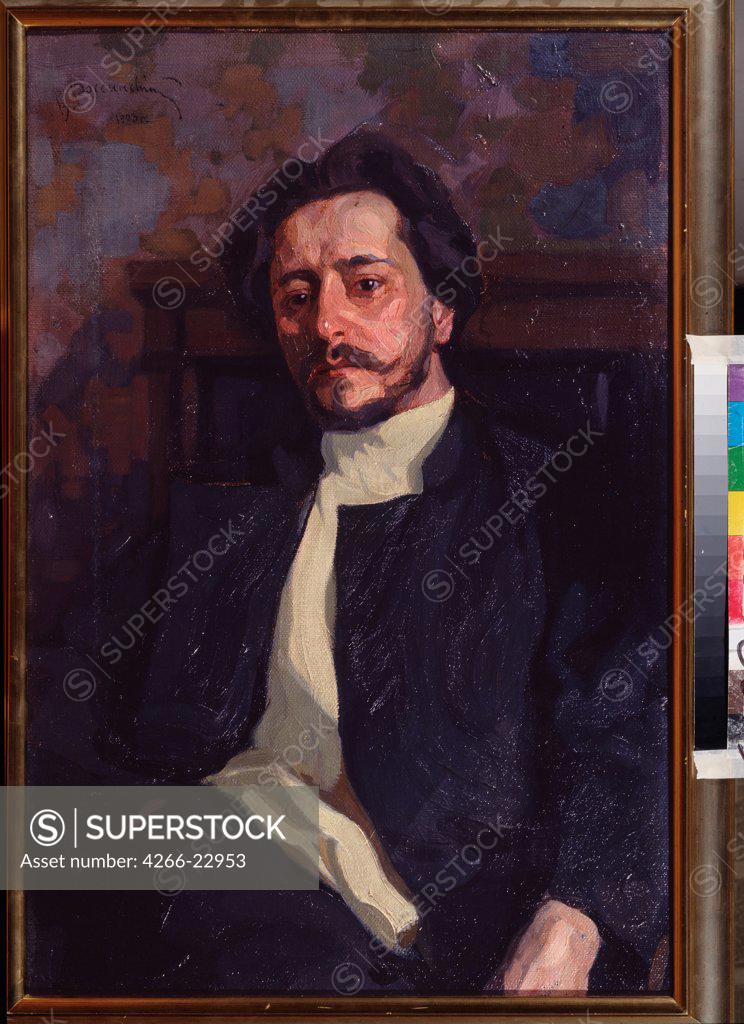 Stock Photo: 4266-22953 Portrait of the author Leonid Andreyev (1871-1919) by Rosinsky, Vladimir Illidorovich (Early 20th century)/ State Central Literary Museum, Moscow/ 1903/ Russia/ Oil on canvas/ Russian Painting, End of 19th - Early 20th cen./ 86,5x58/ Portrait