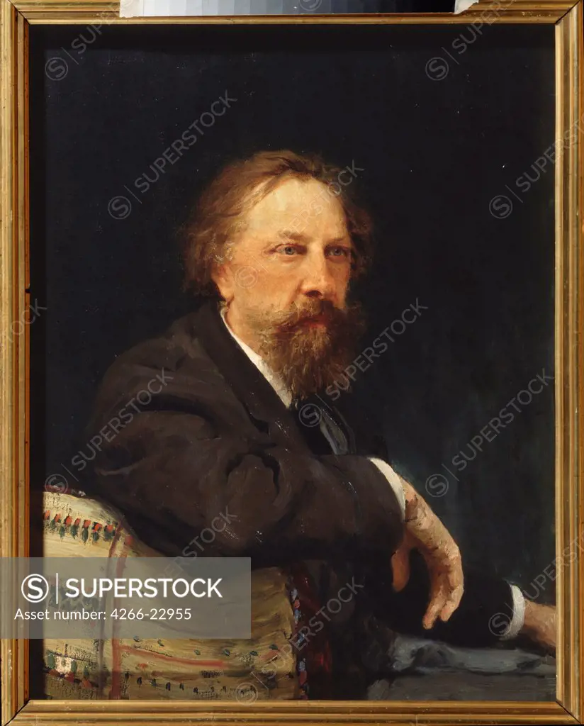 Portrait of the author Count Aleksey Konstantinovich Tolstoy (1817-1875) by Repin, Ilya Yefimovich (1844-1930)/ State Central Literary Museum, Moscow/ 1896/ Russia/ Oil on canvas/ Russian Painting of 19th cen./ 84,4x70,5/ Portrait