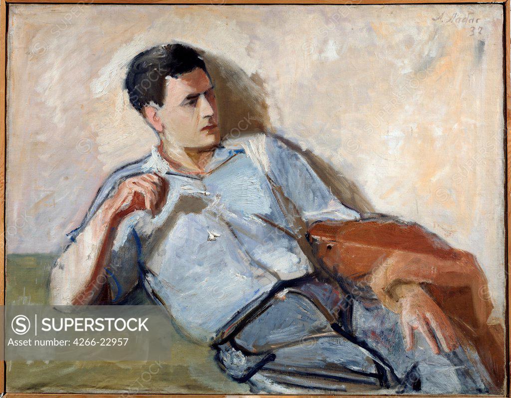 Stock Photo: 4266-22957 Portrait of the Jewish poet Peretz Markish (1895-1952) by Labas, Alexander Arkadievich (1900-1983)/ State Art Museum of the Kyrgyz Republic, Bishkek/ 1937/ Russia/ Oil on canvas/ Soviet Art/ 78x100/ Portrait