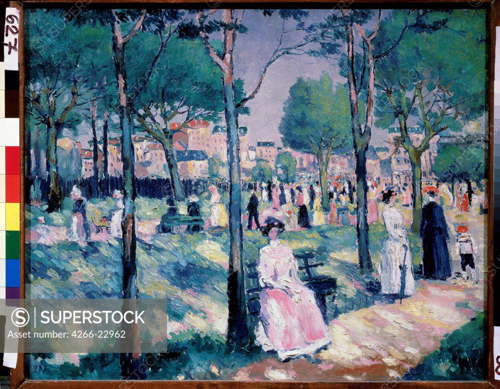 Stock Photo: 4266-22962 On the Boulevard by Malevich, Kasimir Severinovich (1878-1935)/ State Russian Museum, St. Petersburg/ 1903/ Russia/ Oil on canvas/ Russian Painting, End of 19th - Early 20th cen./ 55x66/ Landscape