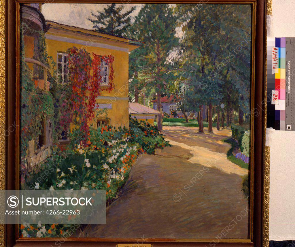 Stock Photo: 4266-22963 In a country estate by Vinogradov, Sergei Arsenyevich (1869-1938)/ State Art Museum of Kazakh Republic, Almaty/ 1910/ Russia/ Oil on canvas/ Russian Painting, End of 19th - Early 20th cen./ 95x95/ Landscape