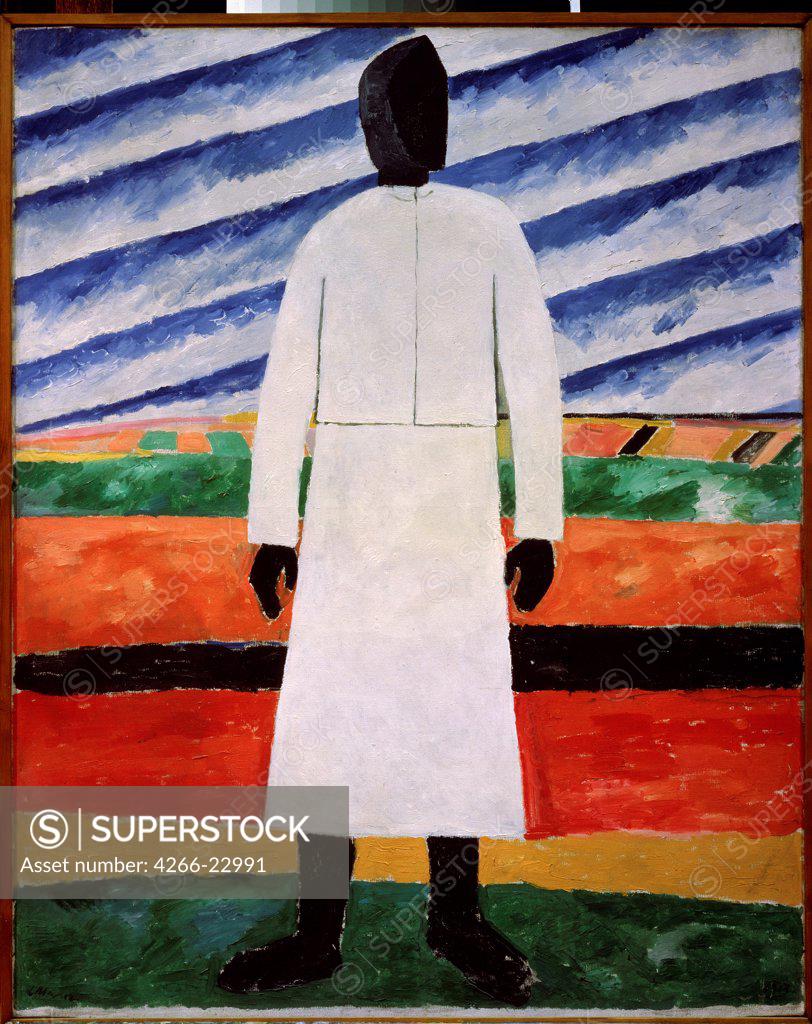 Stock Photo: 4266-22991 Farmer's wife with the black face by Malevich, Kasimir Severinovich (1878-1935)/ State Russian Museum, St. Petersburg/ 1928-1932/ Russia/ Oil on canvas/ Russian avant-garde/ 98,5x80/ Genre