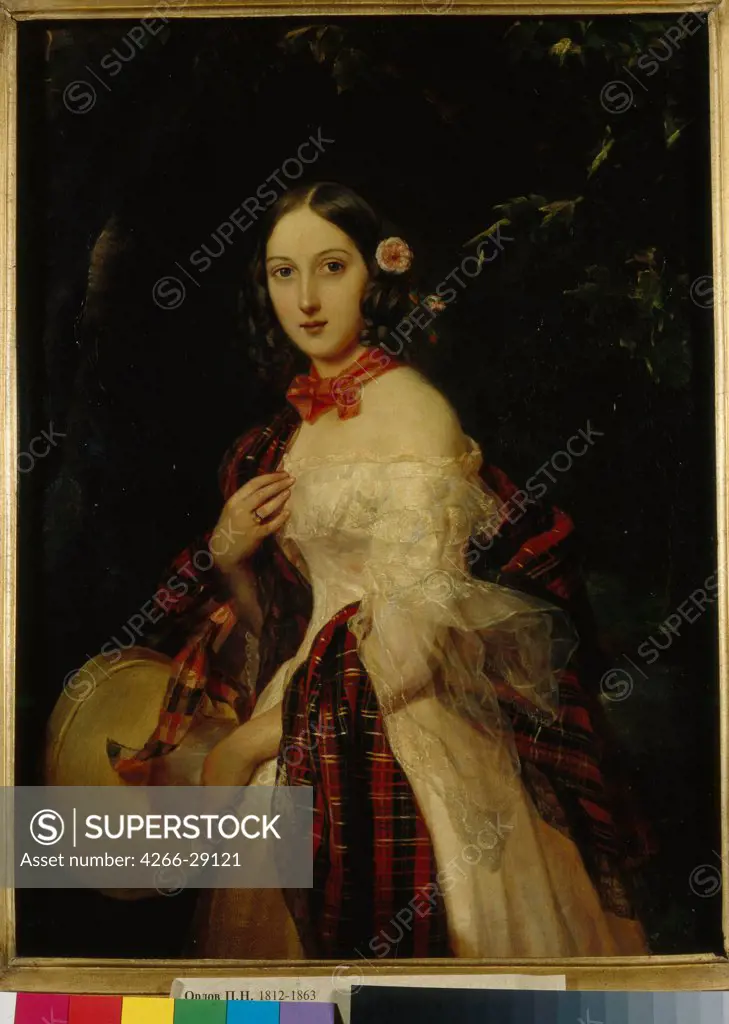 Maria Arkadyevna (Stolypina) Beck (1819-1889) by Orlov, Pimen Nikitich (1812-1863) / State Tretyakov Gallery, Moscow / 1839 / Russia / Oil on canvas / Portrait / 44,3x36,7