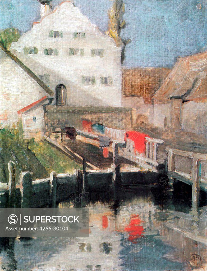 Stock Photo: 4266-30104 Indersdorf by Marc, Franz (1880-1916) / Stadtische Galerie im Lenbachhaus, Munich / 1904 / Germany / Oil on canvas / Landscape / 40,1x34,1