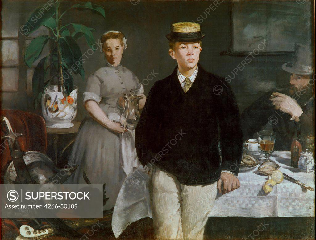 Stock Photo: 4266-30109 Luncheon in the Studio by Manet, Edouard (1832-1883) / Neue Pinakothek, Munich / 1868 / France / Oil on canvas / Genre / 118x153,9