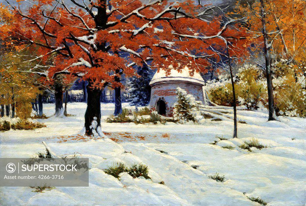 Stock Photo: 4266-3716 Beginning of winter by Konstantin Kryzhitsky Yakovlevich, Oil on canvas, 1890s, 1858-1911, Russia, Barnaul, Altai State Art Museum, 62, 3x92