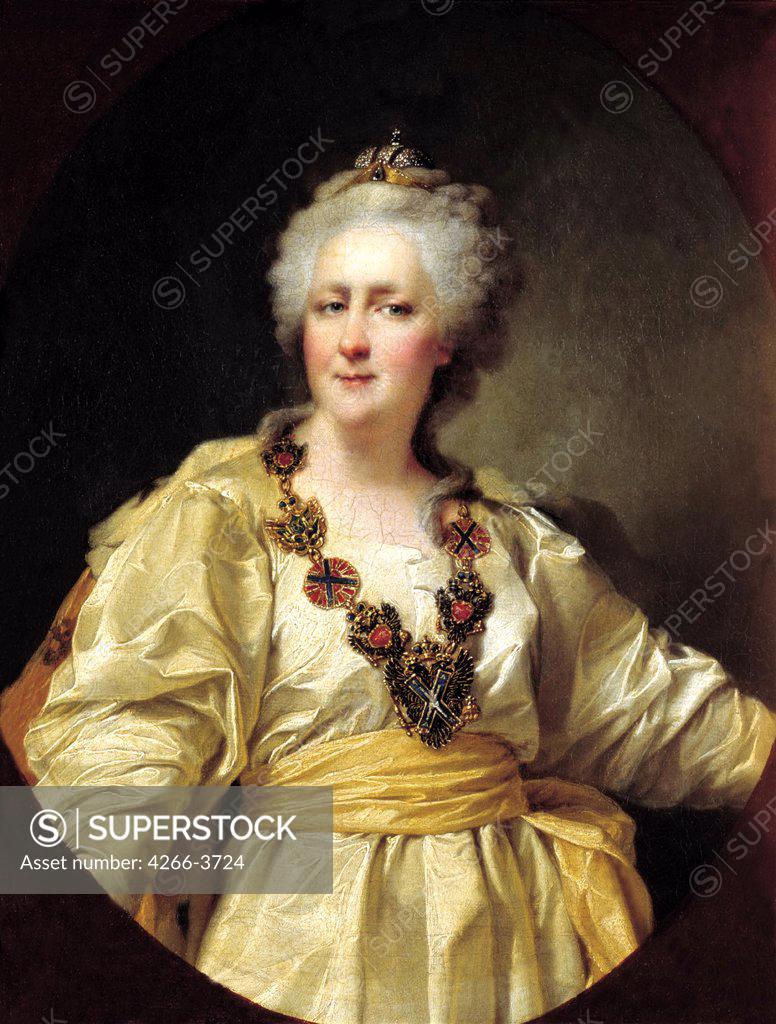 Stock Photo: 4266-3724 Portrait of Empress Catherine II by Dmitri Grigorievich Levitsky, Oil on canvas, 1794, 1735-1822 Russia, Novgorod, State Open-air Museum of History and Architecture Novgorodian Kremlin, 48x38
