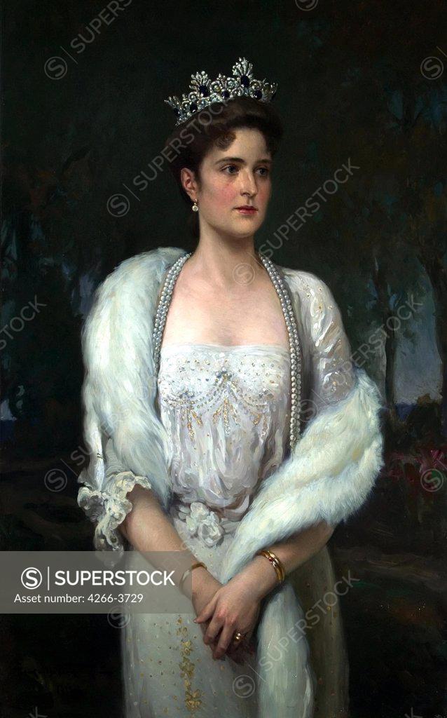 Stock Photo: 4266-3729 Portrait of Empress Alexandra Fyorodovna by Alexander Vladimirovich Makovsky, Oil on canvas, 1915, 1869-1924, Russia, Moscow, State History Museum, 114x76