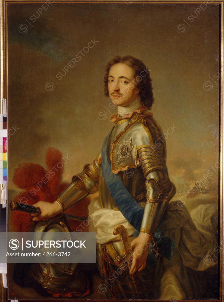 Stock Photo: 4266-3742 Portrait of Peter I the Great by Jean-Marc Nattier, Oil on canvas, 1685-1766, Russia, St. Petersburg, State Hermitage, 142x110