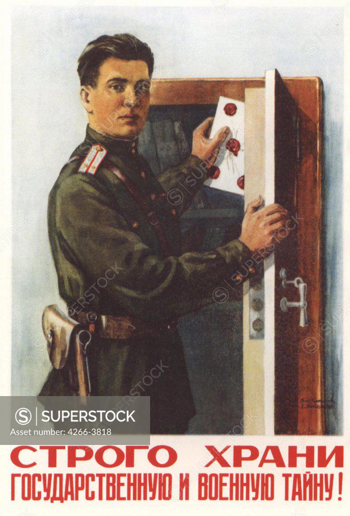 Stock Photo: 4266-3818 Intezarov, Arkadi Ivanovich (1909-1979) Russian State Library, Moscow 1952 Colour lithograph Soviet political agitation art Russia History,Poster and Graphic design Poster