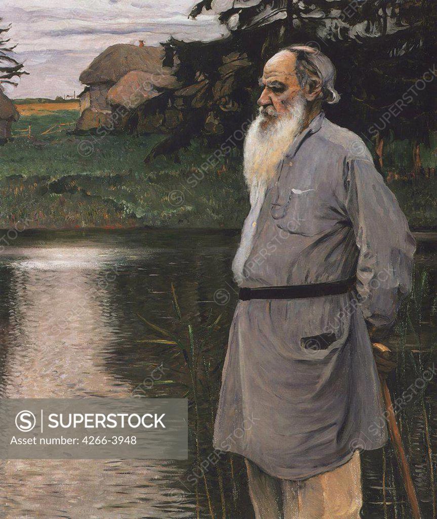 Stock Photo: 4266-3948 Nesterov, Mikhail Vasilyevich (1862-1942) State Museum of L. Tolstoy, Moscow 1907 113x102 Oil on canvas Symbolism Russia 