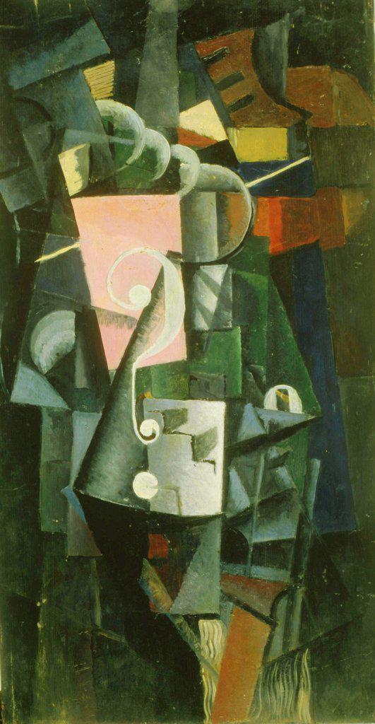 Malevich, Kasimir Severinovich (1878-1935) State Tretyakov Gallery, Moscow 1913 49x25,5 Oil on wood Russian avant-garde Russia Abstract Art 
