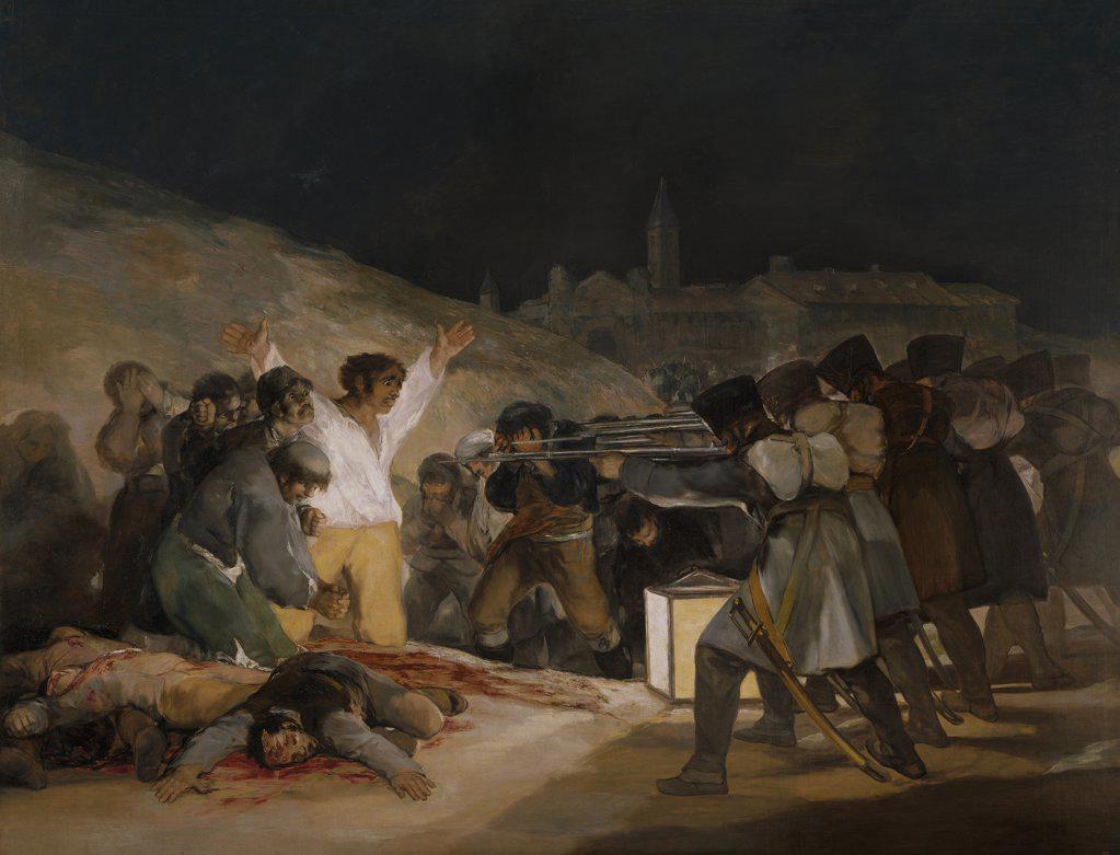 Goya, Francisco, de (1746-1828) Museo del Prado, Madrid Painting 266x345 Genre,History  The Third of May 1808