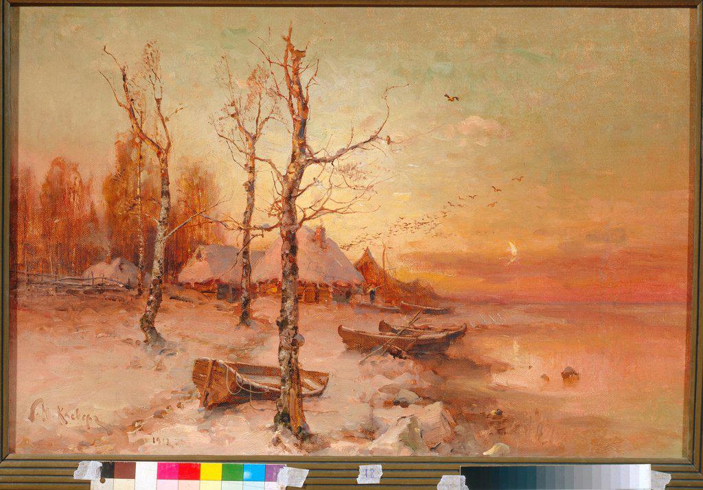 Landscape by Klever, Juli Julievich (Julius), von (1850-1924)/ Private Collection/ 1912/ Russia/ Oil on canvas/ Realism/ 49x74/ Landscape