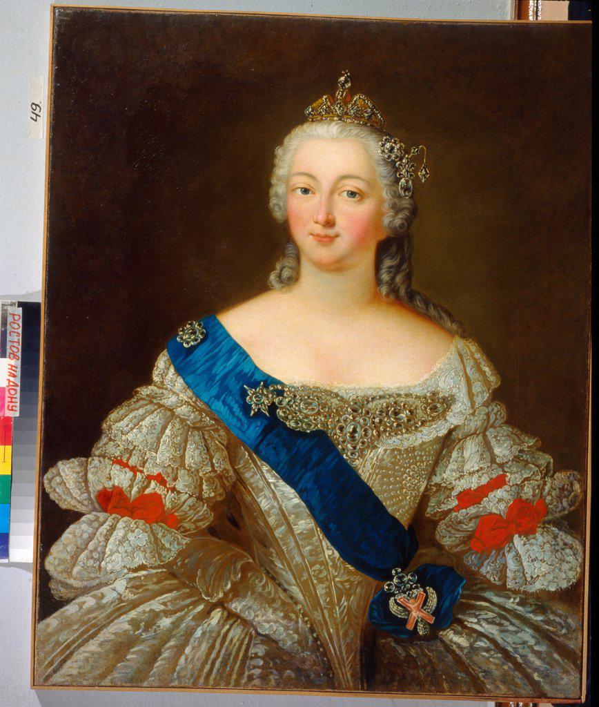Portrait of Empress Elisabeth Petrovna (1709-1762) by Anonymous  / Regional Art Museum, Rostov on Don/ 1740s/ Russia/ Oil on canvas/ Rococo/ Portrait