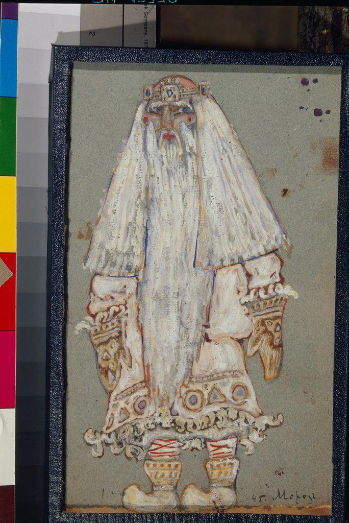 Ded Moroz. Costume design for the theatre play Snow Maiden by A. Ostrovsky by Roerich, Nicholas (1874-1947)/ State Russian Museum, St. Petersburg/ 1912/ Russia/ Tempera on paper/ Symbolism/ 24x15/ Opera, Ballet, Theatre