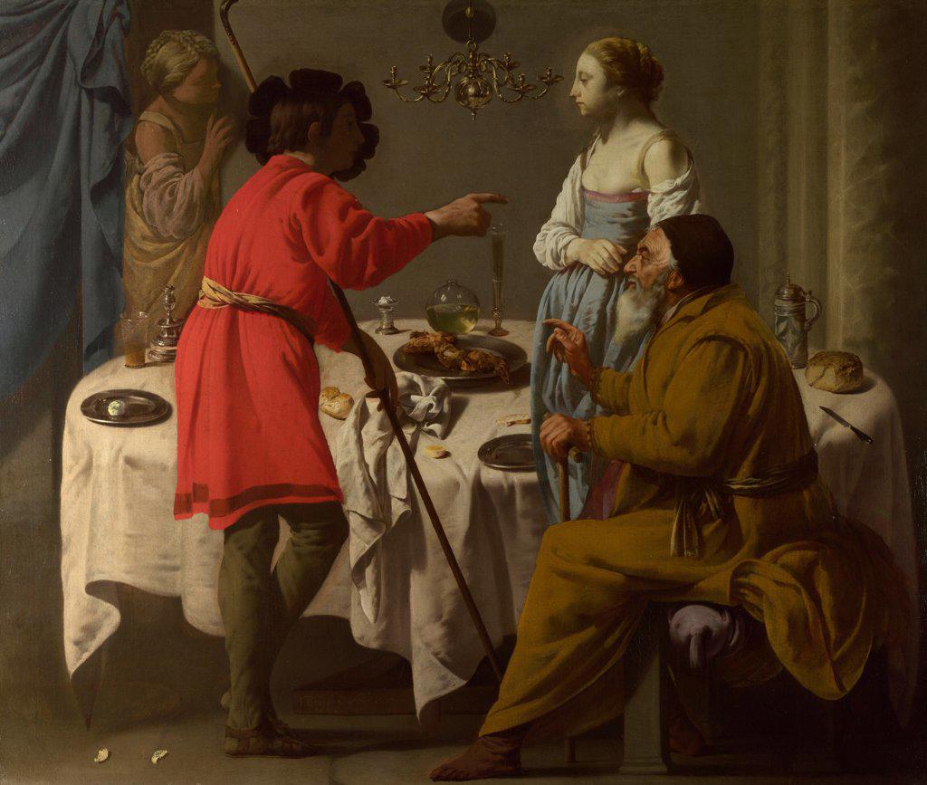 Jacob reproaching Laban for giving him Leah in place of Rachel by Terbrugghen, Hendrick Jansz (1588-1629)/ National Gallery, London/ 1627/ Holland/ Oil on canvas/ Baroque/ 97,5x114,3/ Bible