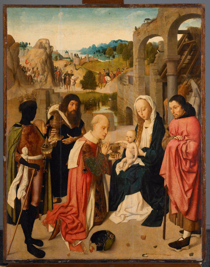 The Adoration of the Magi by Geertgen tot Sint, Jans (ca. 1460-ca. 1490)/ Rijksmuseum, Amsterdam/ 1490/ The Netherlands/ Oil on wood/ Old Russian Art/ 91,5x72/ Bible