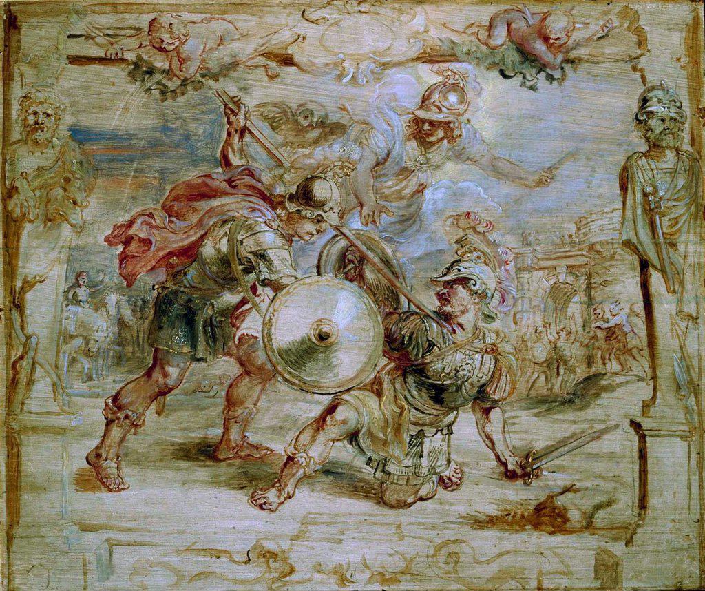 The death of Hector by Rubens, Pieter Paul (1577-1640)/ Museum Boijmans Van Beuningen, Rotterdam/ 1630-1635/ Flanders/ Oil on wood/ Baroque/ 44,4x53/ Mythology, Allegory and Literature