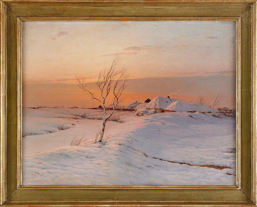 Winter Evening by Dubovskoy, Nikolai Nikanorovich (1859-1918)/ Private Collection/ 1895/ Russia/ Oil on canvas/ Realism/ 68x89/ Landscape