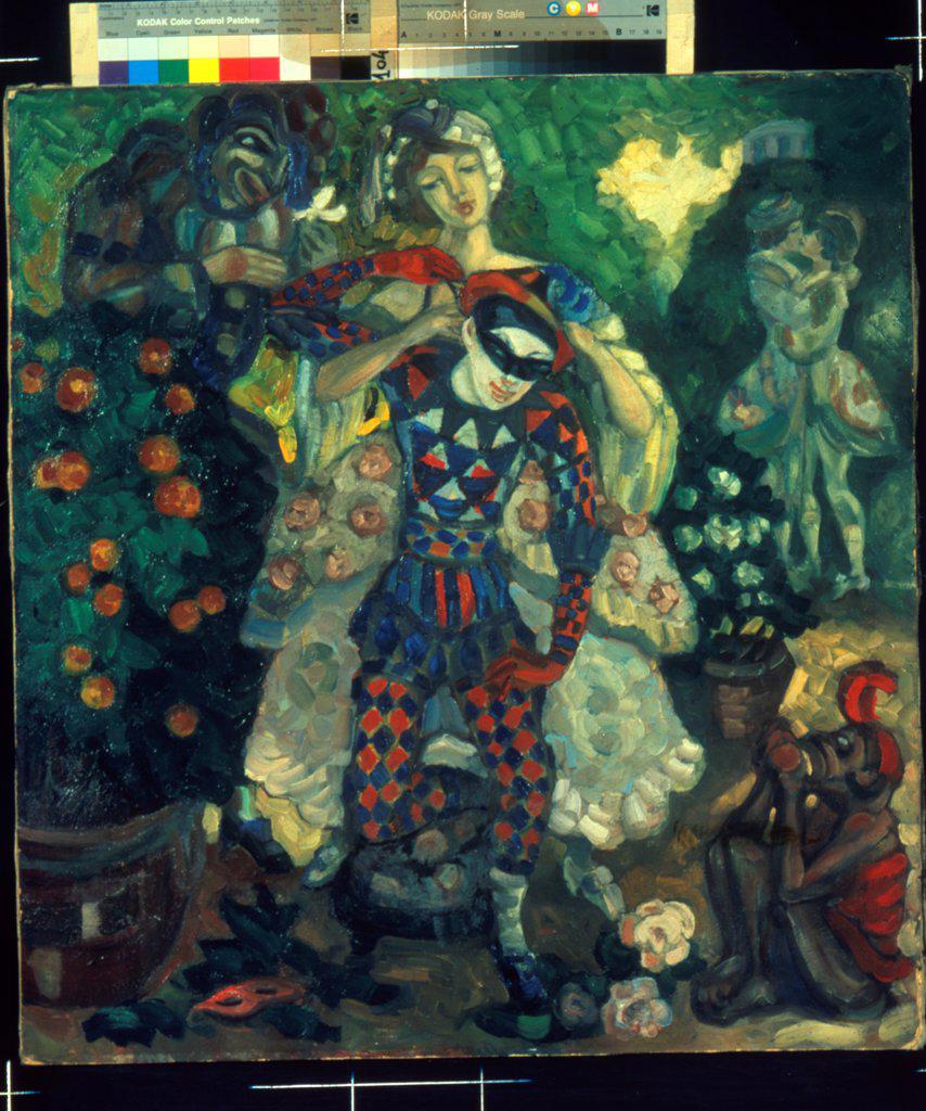 A mime by Sudeykin, Sergei Yurievich (1882-1946)/ National Art Museum of Belorussian Republik, Minsk/ 1914/ Russia/ Oil on canvas/ Art Nouveau/ 70,2x66,5/ Genre