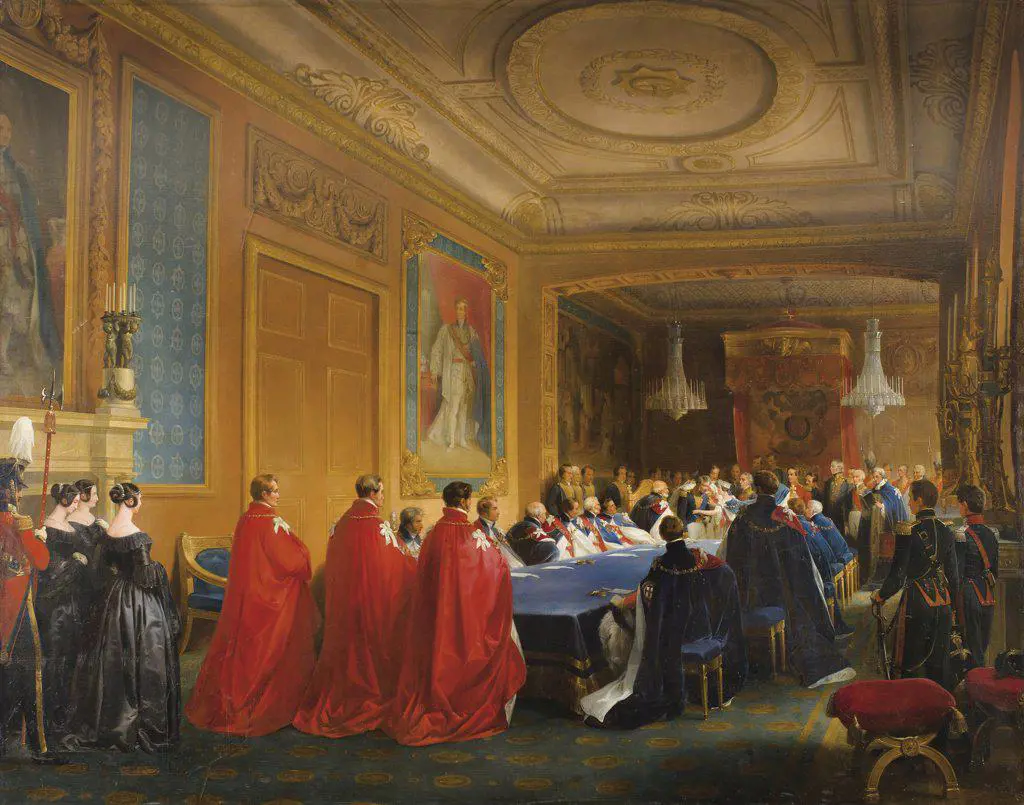 Louis-Philippe receiving the Order of the Garter from the hands of a young Queen Victoria, Gosse, Nicolas-Louis-François (1787-1878)