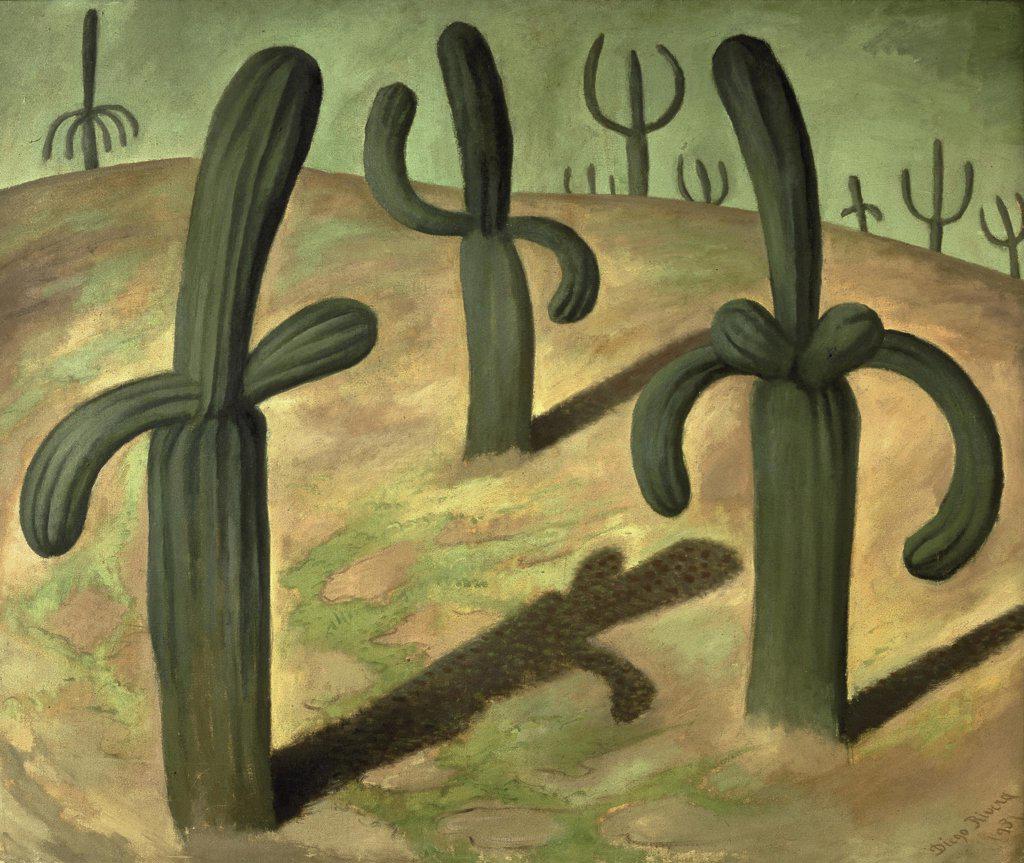 Landscape with cactus, Rivera, Diego-Maria (1866-1957)
