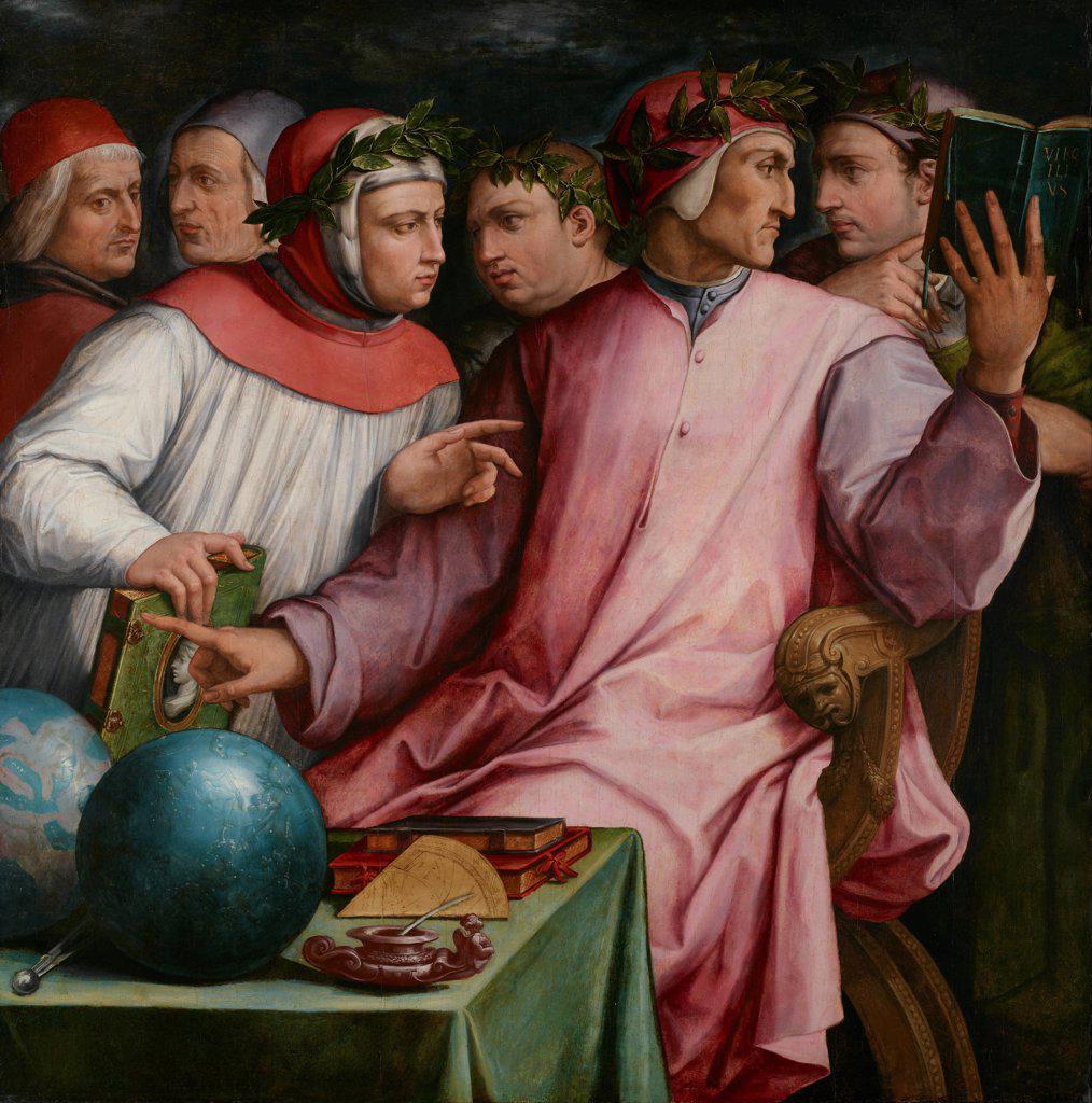 Group Portrait of Six Tuscan Poets (Dante, Petrarca, Boccaccio, Guido Cavalcanti, Marsilio Ficino and Cristofano Landino), Vasari, Giorgio (1511-1574)