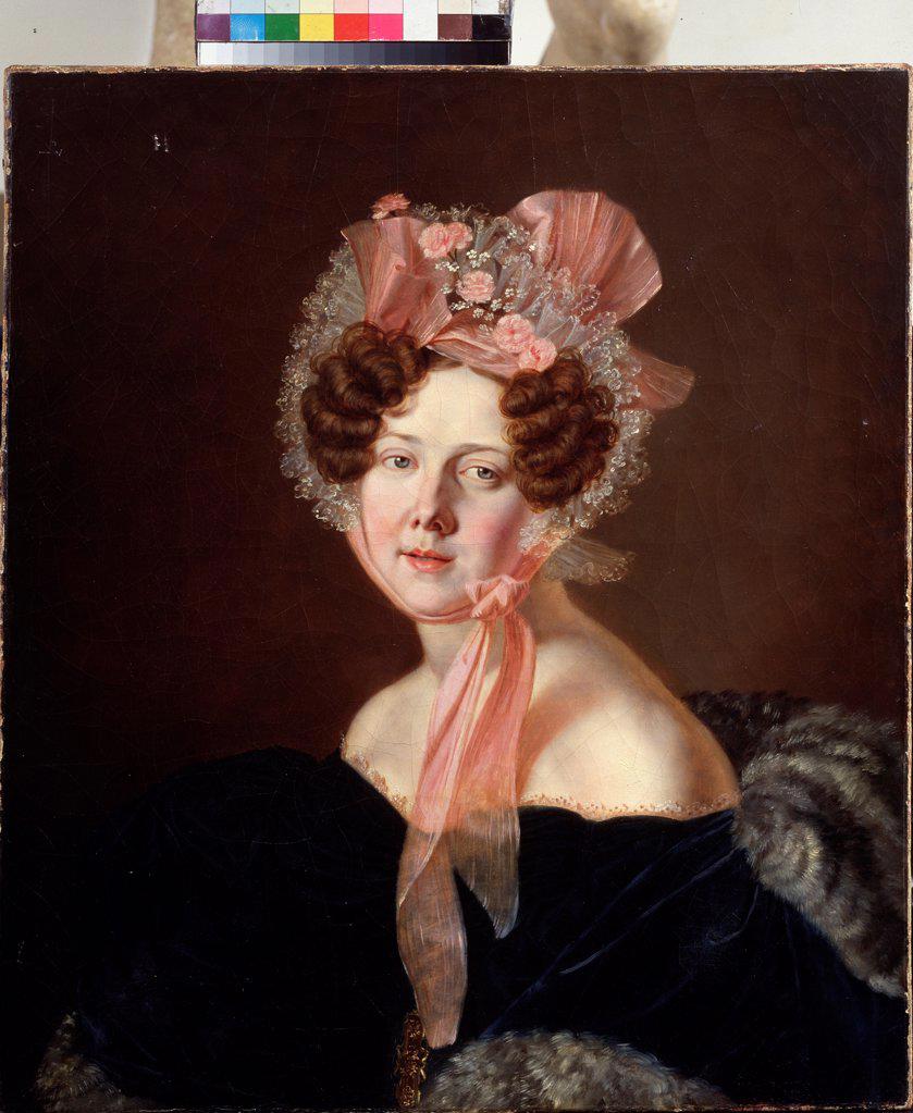 Portrait of a Lady by Lagrenee, Anthelme Francois (1774-1832)/ Museum of Private Collections in A. Pushkin Museum of Fine Arts, Moscow/ France/ Oil on canvas/ French Painting of 18th cen./ 68x59/ Portrait